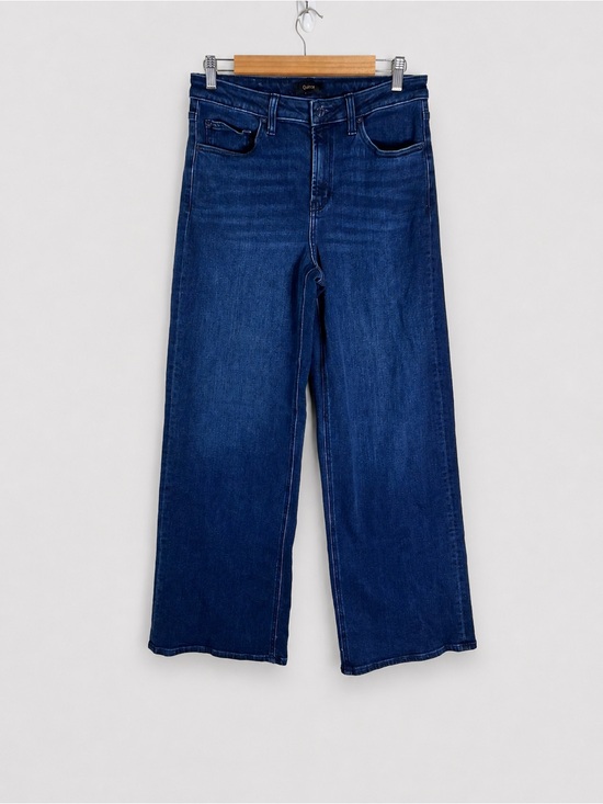 Quince Denim - Quince Women’s Organic Cotton Dark Blue Wide Leg Jeans High Rise Stretch Size 30